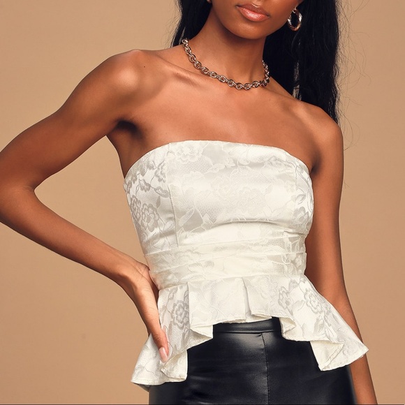 Satin Ruffled Tube Top - Picture 1 of 9